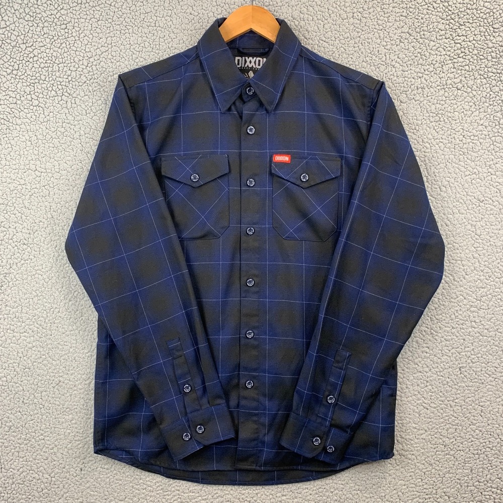 Dixxon Shirt Mens Medium The Purpose Blue Shadow Plaid Flannel Button Up